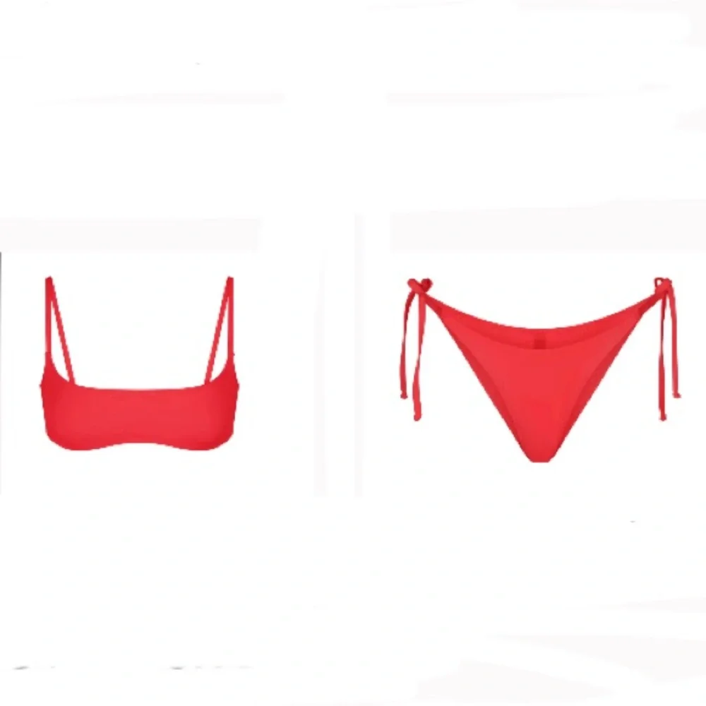 SKIMS Red Bikini Top & Tie-Side Bottom Set